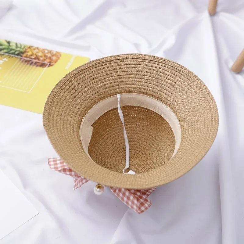 Women Creative Gifts Summer Straw Hat Korean Version Big Bow Sun Hat Outdoor Outing Sunscreen Beach Hat Girl Baby Cool Hats