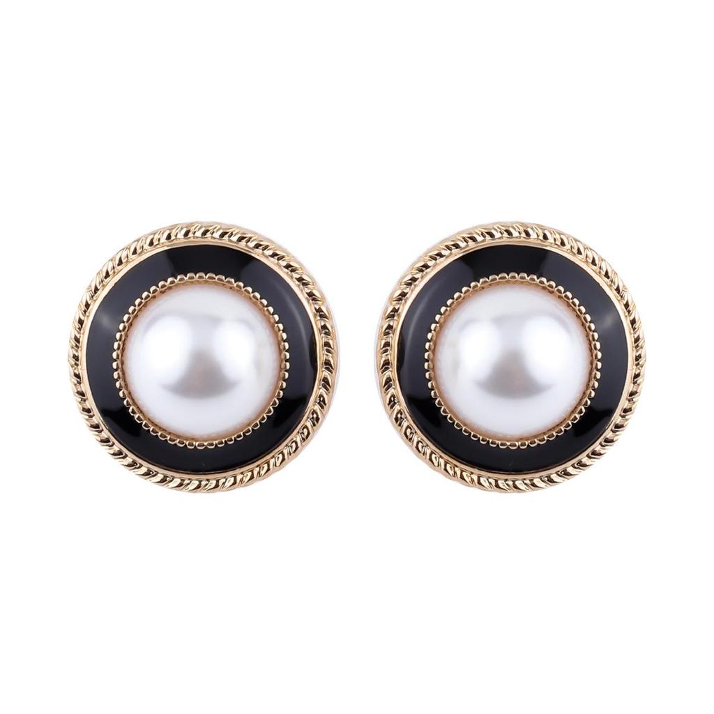 Elegant Enamel Drip Pearl Stud Earrings - Versatile Style