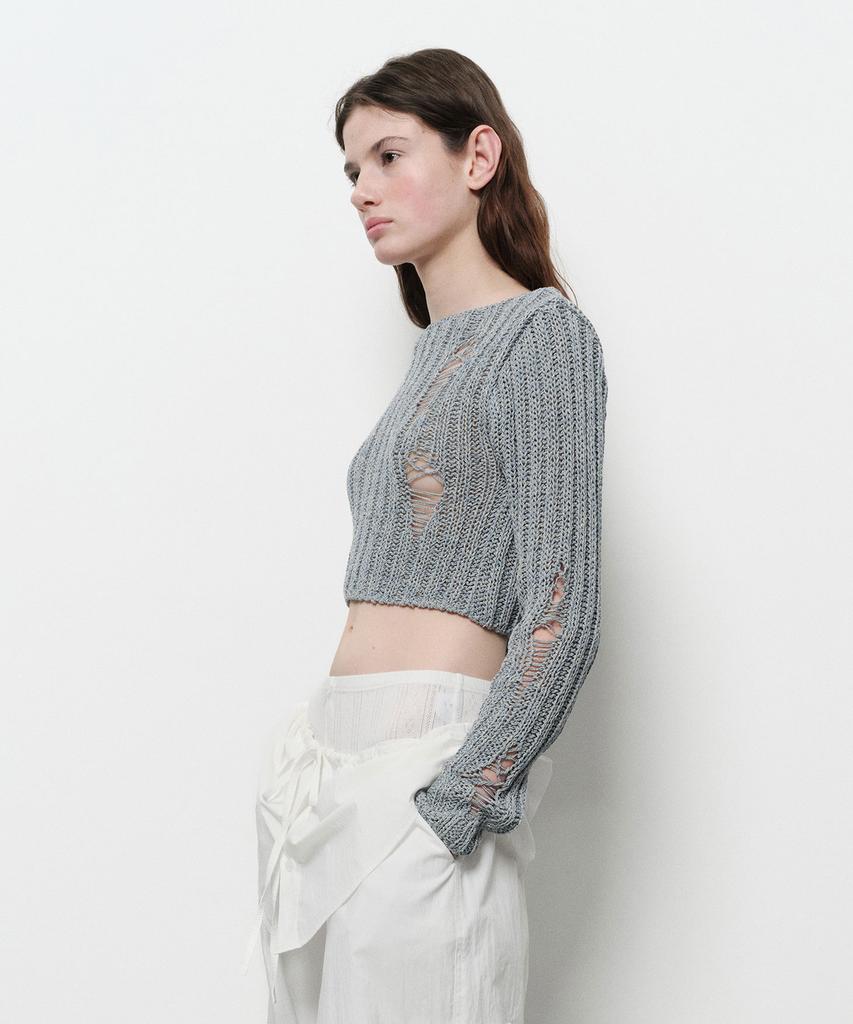 Daiaegeuneol Damage Crop Cardigan (Blue)