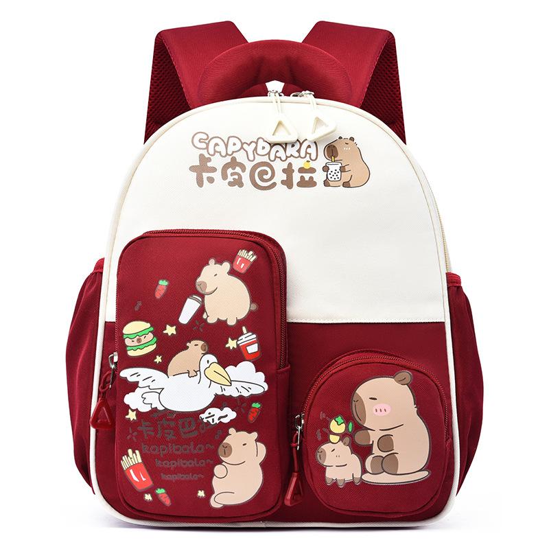 

Рюкзак, милый мультяшный школьный рюкзак для мальчиков и девочек, модный новый рюкзак с капибарой. красный