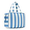 Pink and White Striped Canvas Makeup Bag - Large Capacity Travel Toiletry Handbag for Women