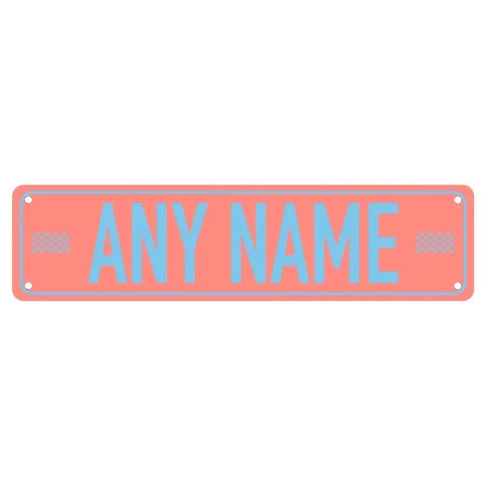 Personalisierter 2D-Flachguss-Straßenschild | 15,75×3,94\ Benutzerdefinierter Name & Nachricht | Mehrfarbige Wanddekoration für jede Szene