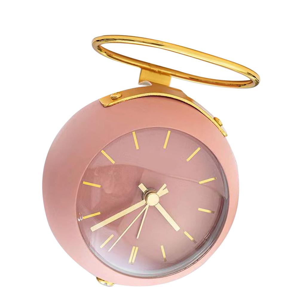Tischwecker Studentenwohnheim Mini-Wecker Ornamente Einfache Metall-Tischuhr Rosa