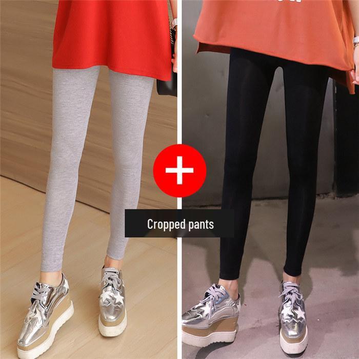 Leggings da Yoga Neri Elasticizzati in Modal da Donna - Taglie Forti, Lunghezza 3/4, Sottili per Primavera & Autunno