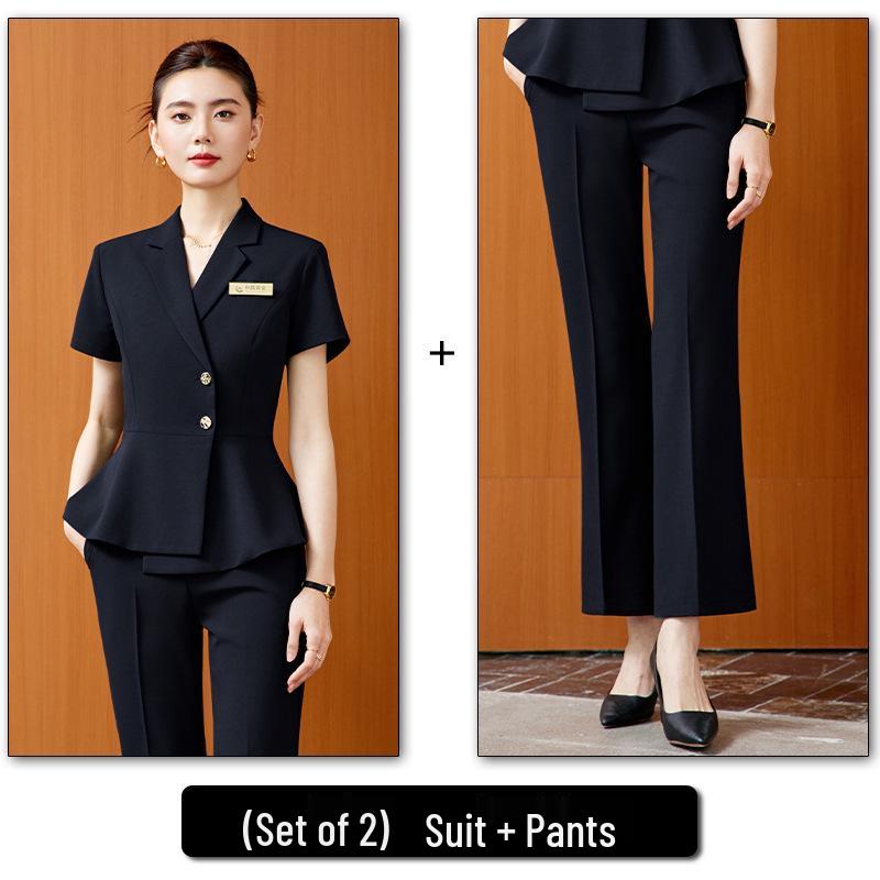 Women's Elegant Summer Suit Set - Formal Office & Hotel Wear, Professional Jewelry Store Attire