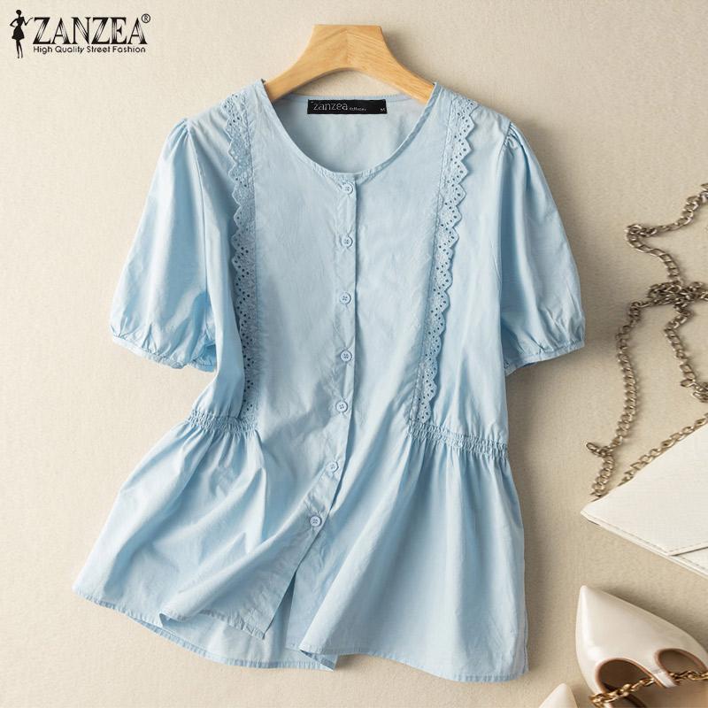 

ZANZEA Женская повседневная летняя футболка с коротким рукавом и круглым вырезом