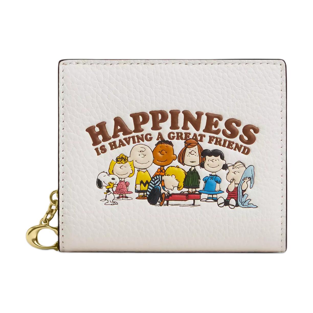 

New COACH PEANUTS Collaboration Leather Wallet Mini Women s Chalk Multicolor CBN36-IMCAH 10.4*3.0*8.9CM