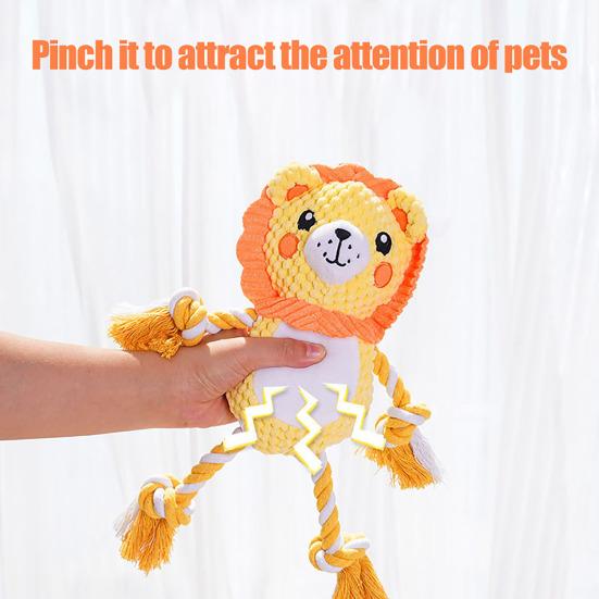 Plush Dog Toy for Aggressive Chewers Interactive Squeaky Chew Toy Soft Stuffed Animal with Cotton Rope Legs for Teething Puppies Small Medium Large