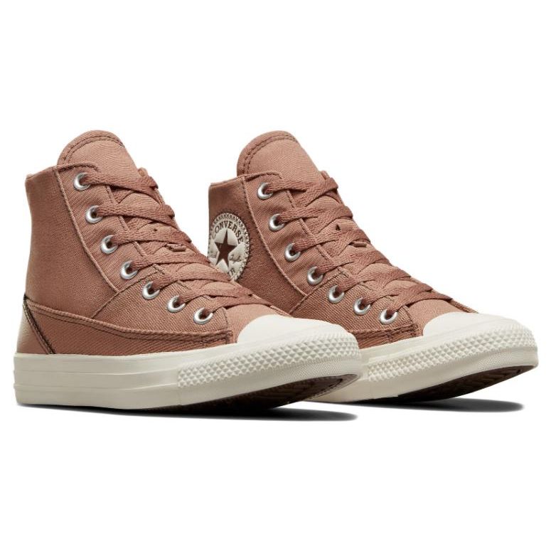 Converse Chuck Taylor All Star Patchwork Comfortable Versatile Durable High-Top Canvas Shoes Unisex Sneakers Brown A04676C