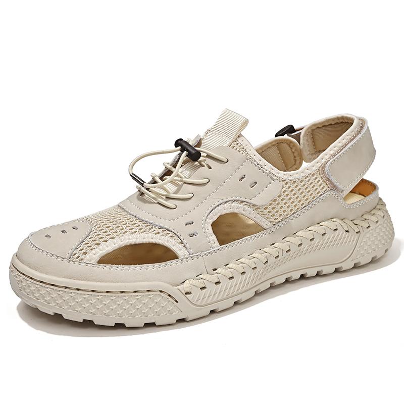 38-46 Summer Men's Fashion Handmade Mesh Breathable Outdoor Casual Shoes Hiking Shoes Beach Sandals