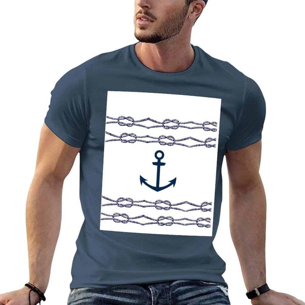 Anchor and rope nautical pattern TShirt AntiPilling Casual TShirt