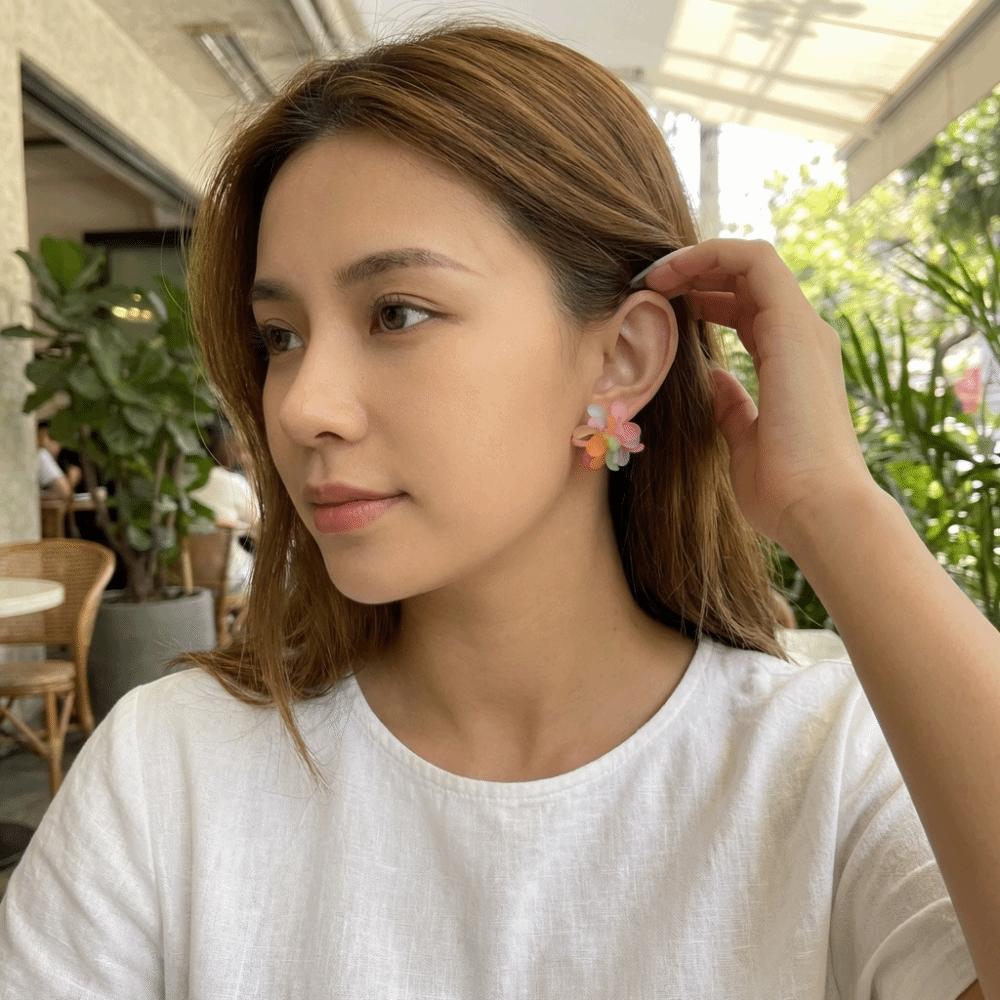 Colorful Mesh Bohemian Earrings Candy-Colored Ethnic Style Earrings Beaded Flower Earrings Women