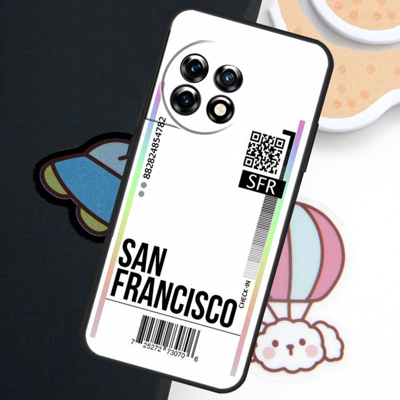 Fly Ticket Air Tickets Travel Label Case For OnePlus Nord N30 N20 CE 5 3 4 Lite OnePlus 15 13 12 11 9 8 10 Pro 10T 13R 15R Cover