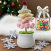 Yousheng Potted Crochet Christmas Tree Handmade Crocheted Christmas Tree Decoration Completed Mini Knitted Potted Plants for Living Room Office Shelf
