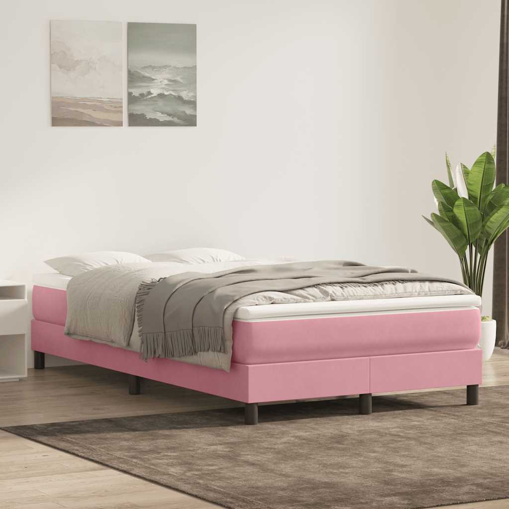 Box Spring Bed with Mattress Pink 120 x 220 cm Velvet