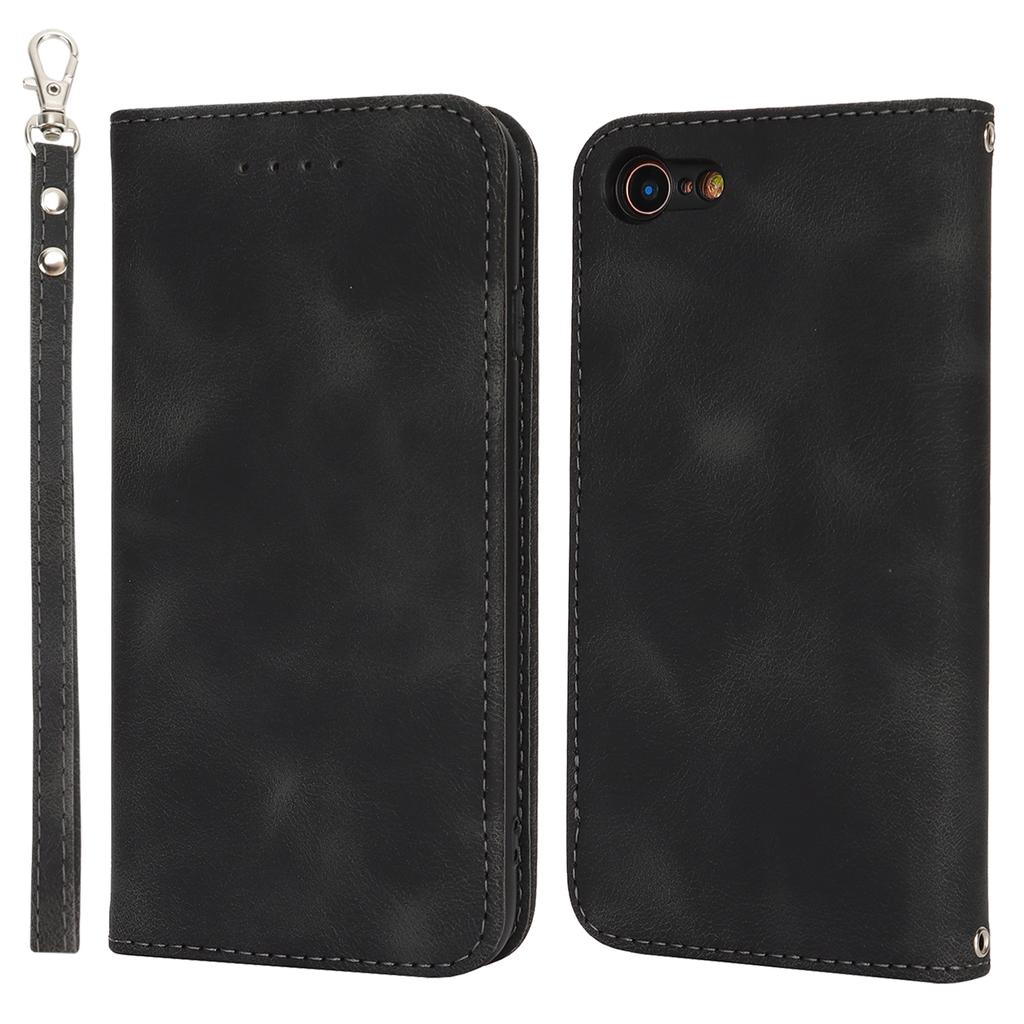 For iPhone SE (2022)/(2020)/8/7 Stand Case Magnetic Closure Skin Touch Leather Flip Phone Cover with Wallet