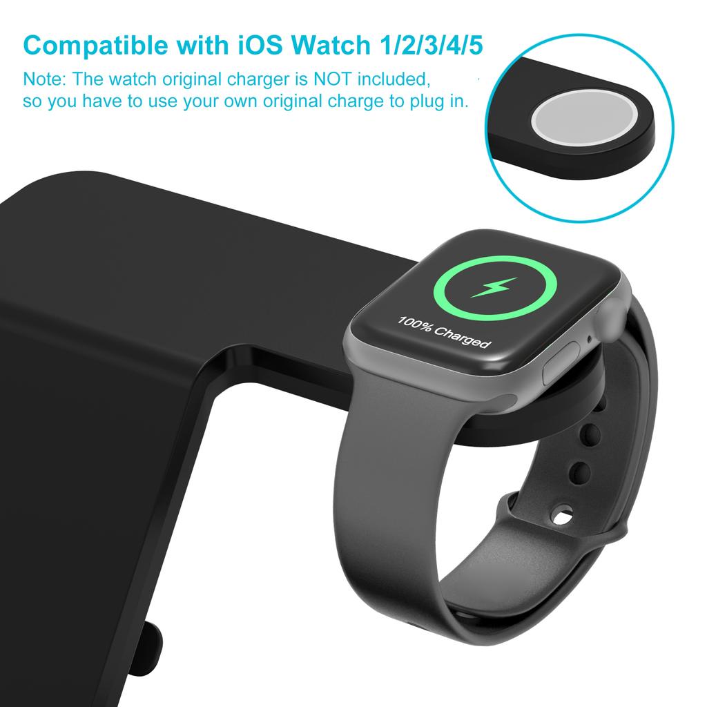 F16 Wireless Charger 5 In 1 Wireless Charging Station for Multiple Devices 15W Fast Charging Dock