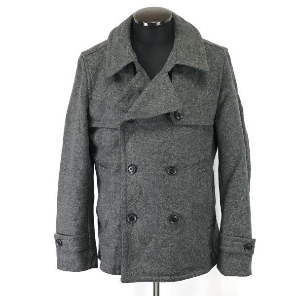 JUNMEN Melton Wool Short Pea Coat Gray Size L(USED)
