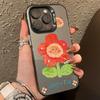Floral Pattern Sun Smile Face Design For iPhone 16 15 Pro Max 14 13 12 11 ProMax Matte Hard Back Cover Case Funda Coque