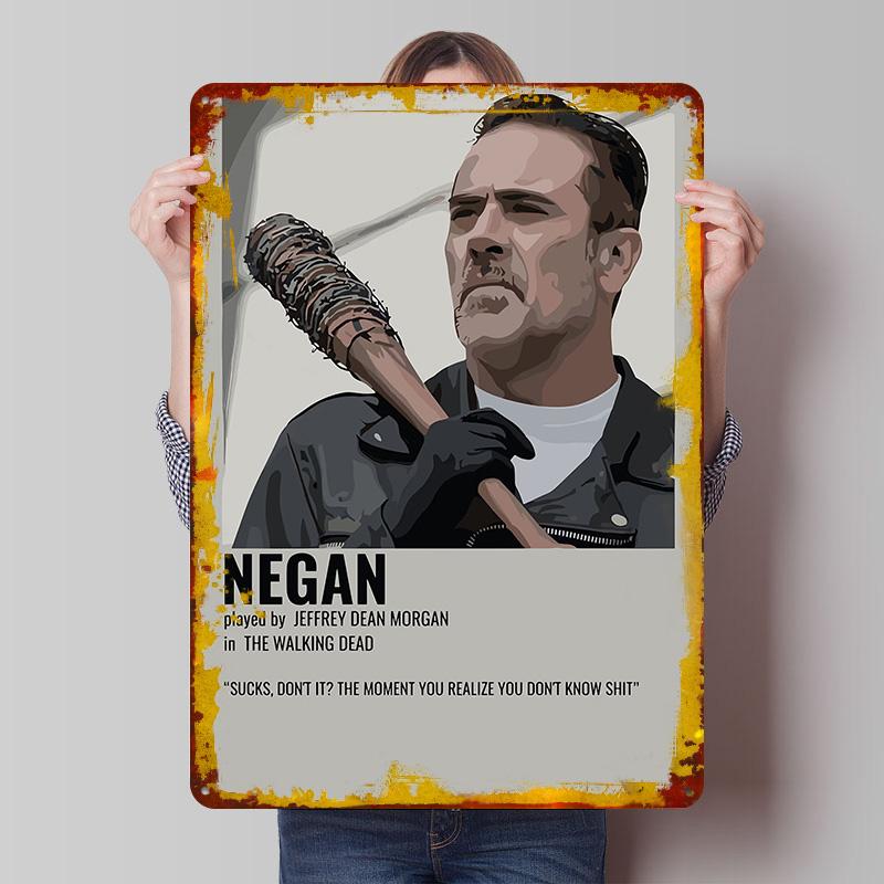 

Negan The Walking Dead Tinplate Poster Customized Wall Art Vintage Retro Metal Signs for Living Room Decorations Bathroom Decor 7.9x11.8In(20x30cm)