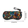 2D-Geometric Abstract Art Pattern Sunglasses Case, Zipper Protective Eyeglasses Holder, Portable Travel Eyewear Pouch for Women Men Accessory