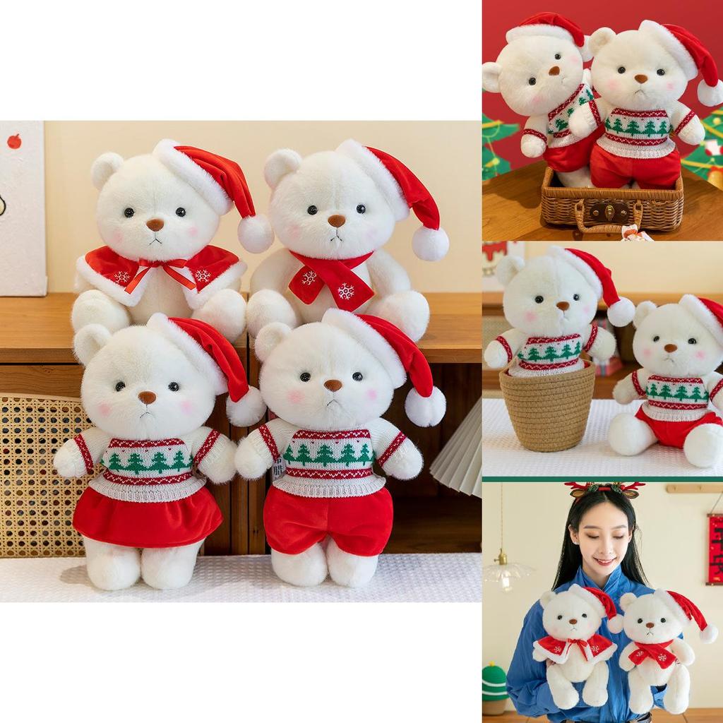 Adorable Christmas Bear Plush Toy Gift Soft Teddy Bear Doll Perfect For Children Sleepovers