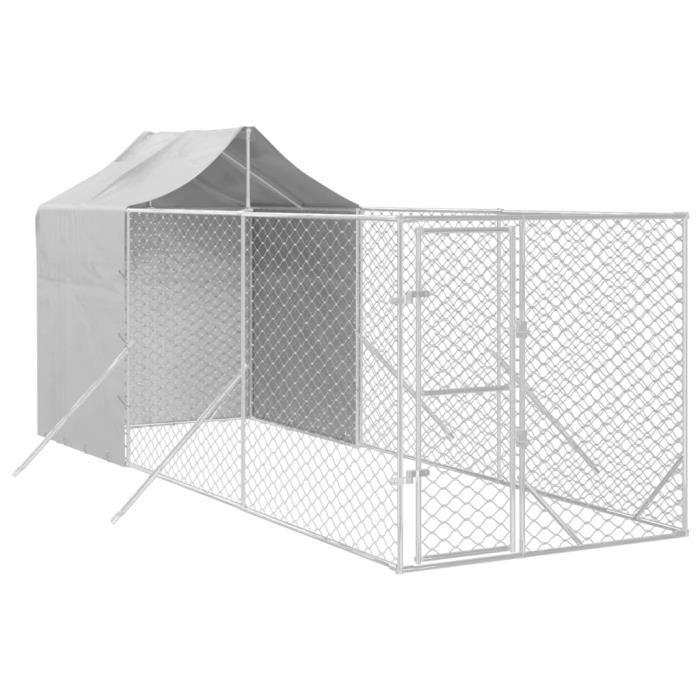 VidaXL Outdoor Dog Kennel with Silver Roof 2x6x2.5 M 3190475