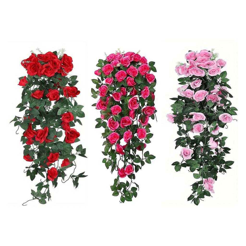 Easy Maintenance Artificial Rose Stem Wall Hanging Garlands For Home Wedding Outdoor Decoration Decorative Flower