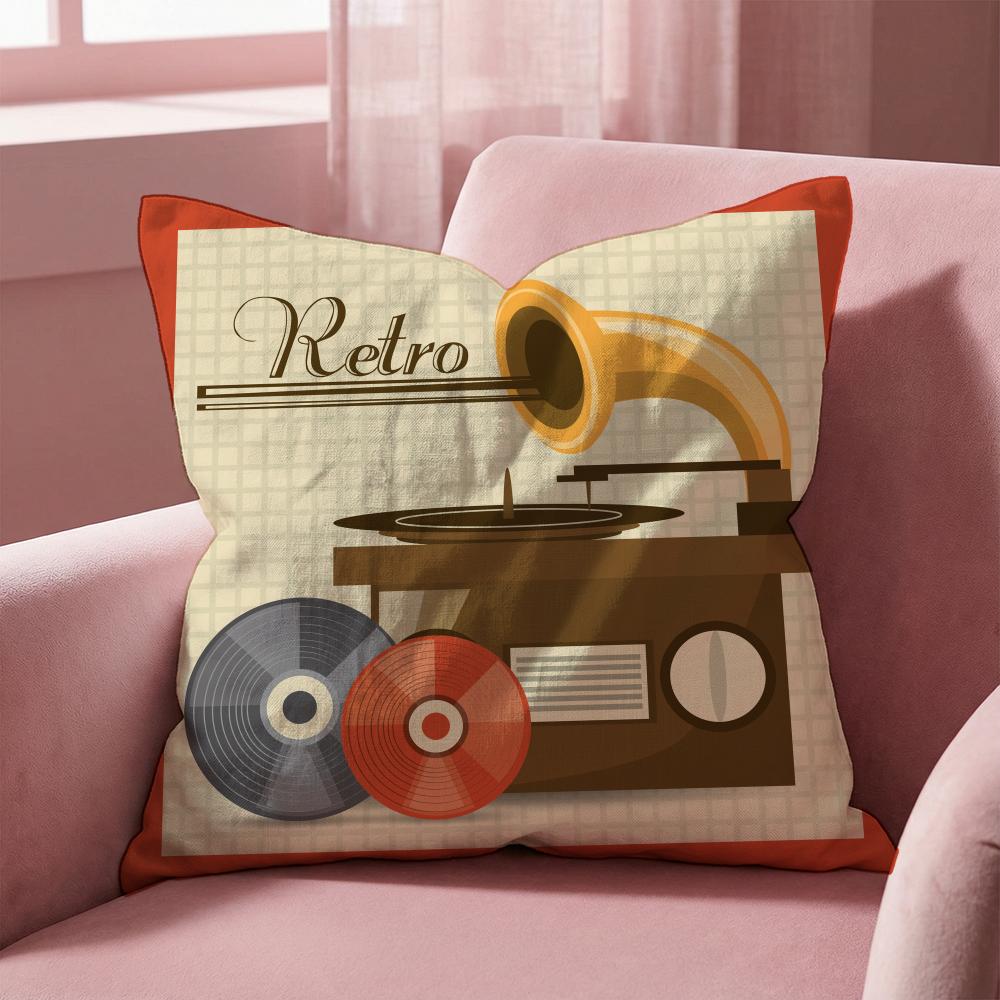 Retro Speaker Piano Rock Cushion Cover Multi-Scene Pillow Cover for Home & Car - Reversible, Soft & Durable for Daily Use