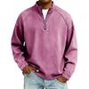 Herren Vintage Stehkragen Reißverschluss Pullover Langarm Lässiges Oberteil