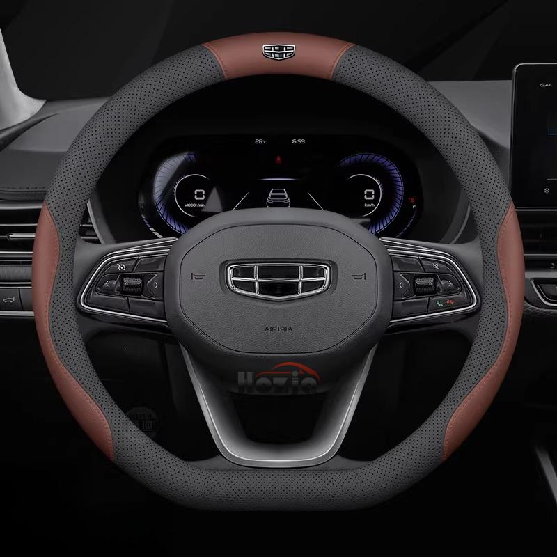 Leather Car Steering Wheel Cover for Geely Emgrand 2024 2025 2026 D type Interior Accessories