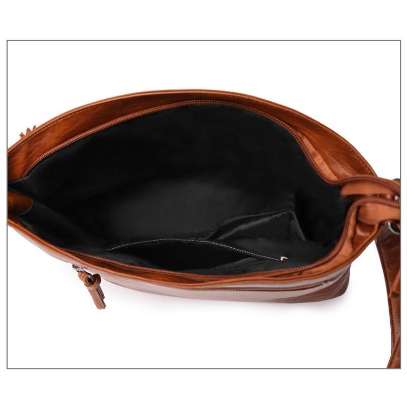 Soft Leather Texture Bag Women Crossbody New Fashion Shoulder Bag Minimalist Euro-American Trend Vintage Multi-Pocket Large Capacity