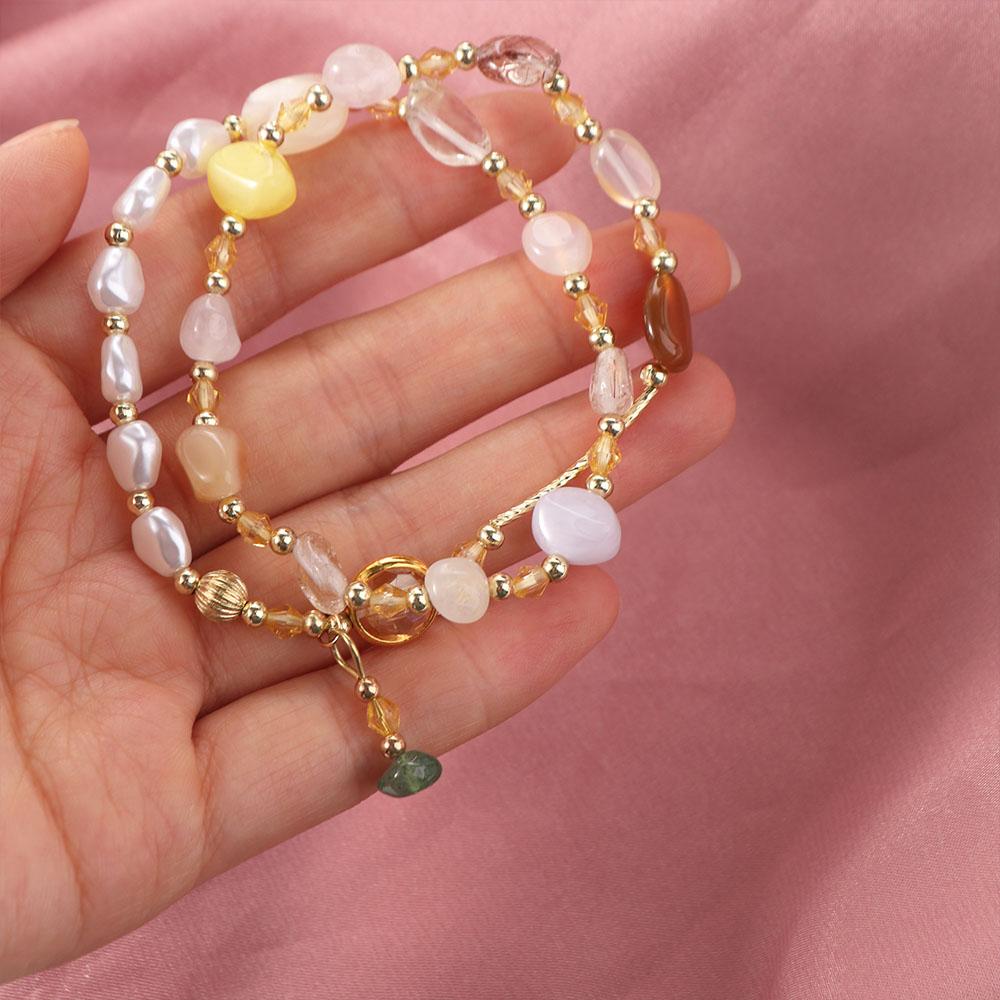 Stacking Double-Layer Pearl Bracelet Jewelry Bead String Bracelet Crystal Beaded Bracelet  Gifts