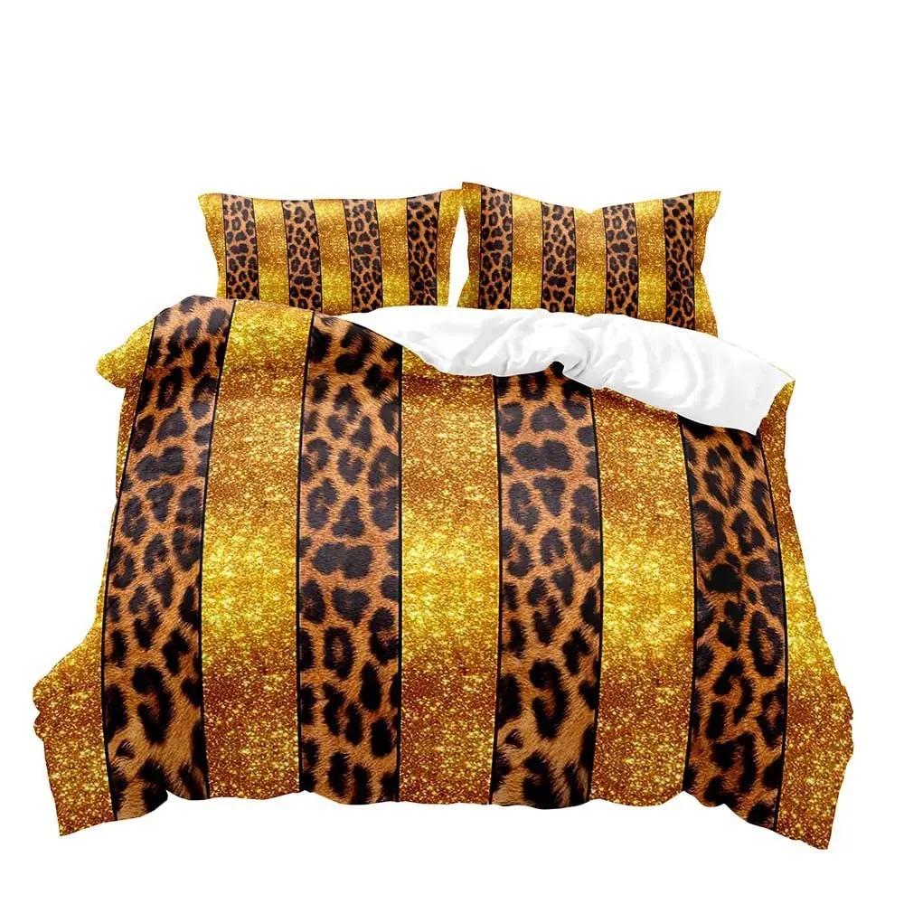 Luxury Leopard Duvet Cover Queen Bedding Sets, Black Comforter Quilt Cover, Cheetah Print Gifts for Men B