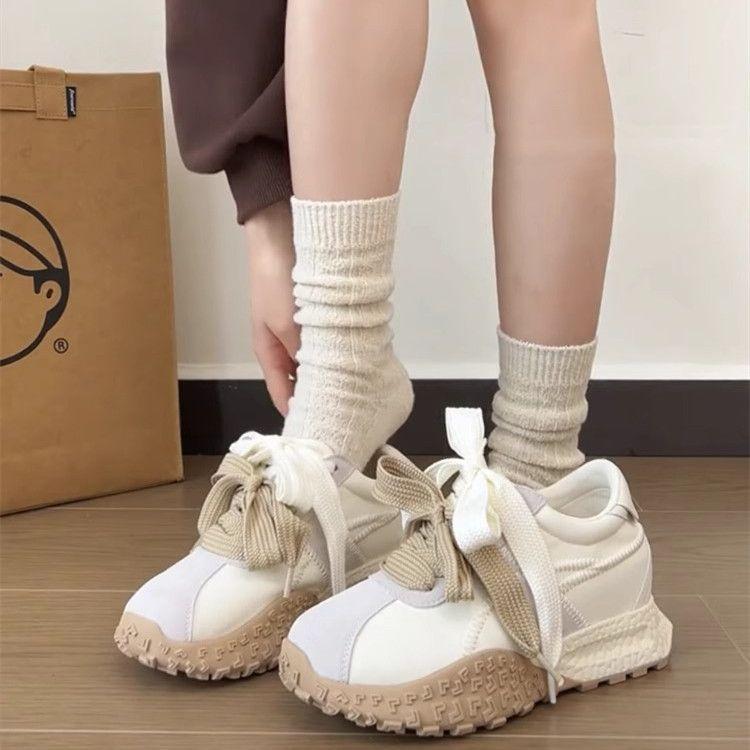 Small people gain 7cm in height, German training 2025 autumn new thick-soled color matching casual Forrest Gump shoes increase in height, short people