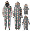Christmas Print Family Matching Hooded Long Sleeved Zippered Jumpsuit Set