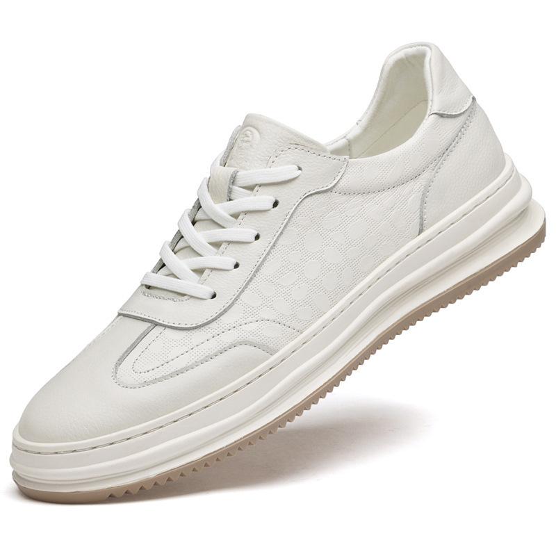 

Korean version of fashion leather shoes men s 2025 autumn new white casual shoes real cowhide leathershoes 46 білий