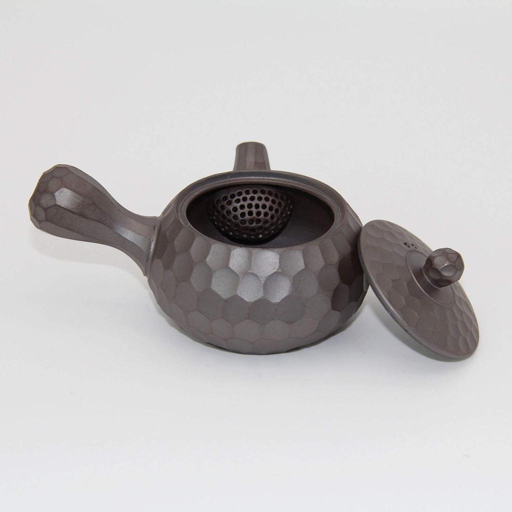 Saji Pottery Diamond Made in Brown Banko-yaki Teapot, Small, 80ml, Irokyu, Chestnut-Shaped Design, Japan, K7-103-81,