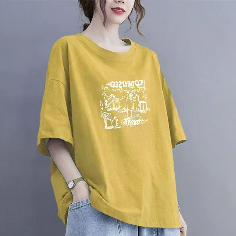 2025 Sommer Neues Kurzarm Damen Baumwolle Lässig Atmungsaktiv T-Shirt