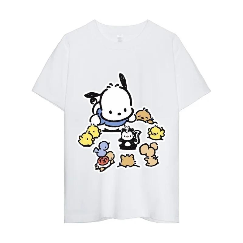 MINISO Sanrio Pochacco T Shirt Women Couple Combination Clothes Short Sleeve Collar Fashion Man Cotton