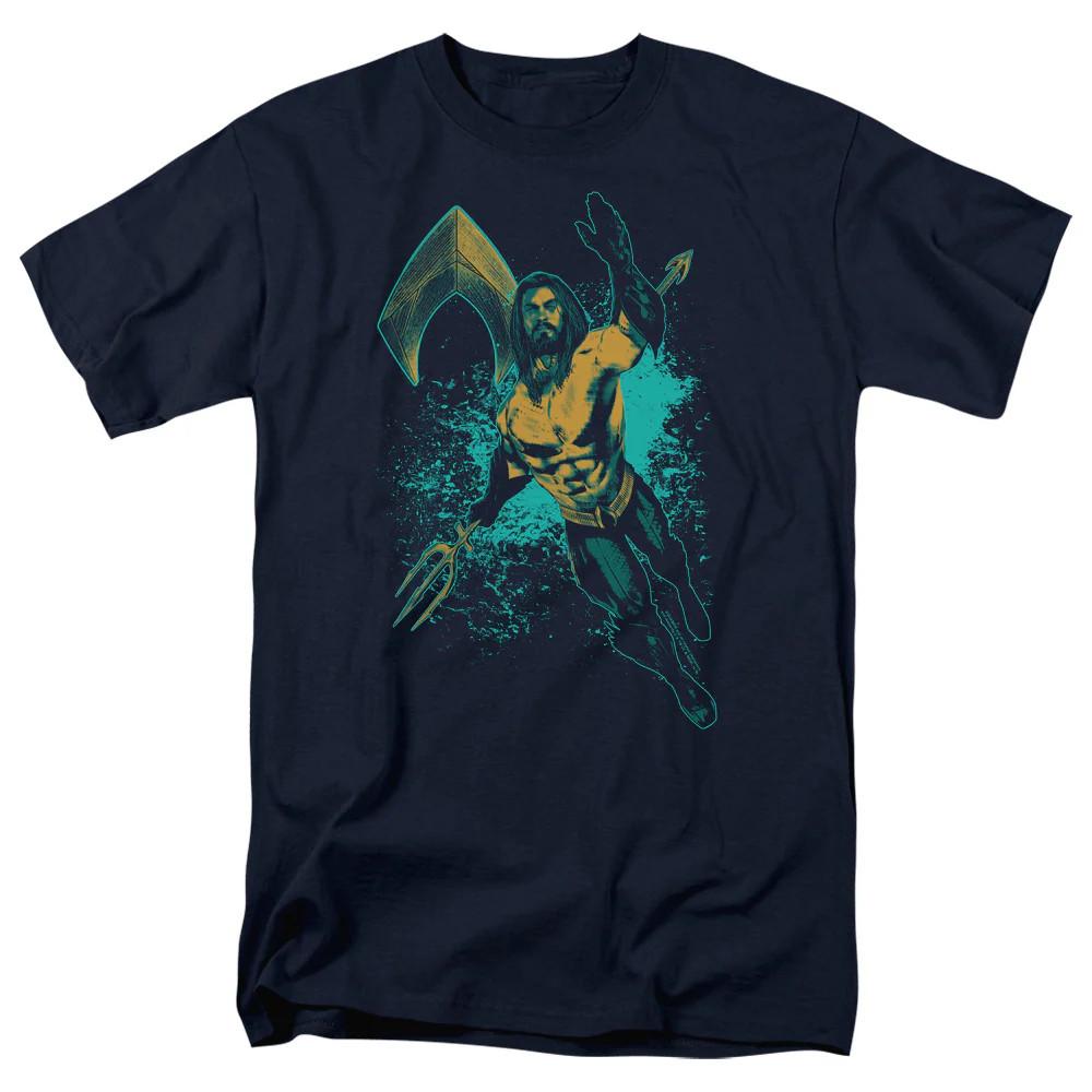 

Aquaman Movie Make A Splash Mens T Shirt Navy Officially Licensed 4XL