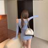 Mini vestido de mujer con cordones vendaje otoño ajustado manga larga Vestidos cortos caliente Sexy ahueca hacia fuera Vestidos elegantes ropa