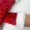 Fuzzy Hook Finger Exposed Finger Glove Red Clothing Performance Glove  Christmas Gifts
