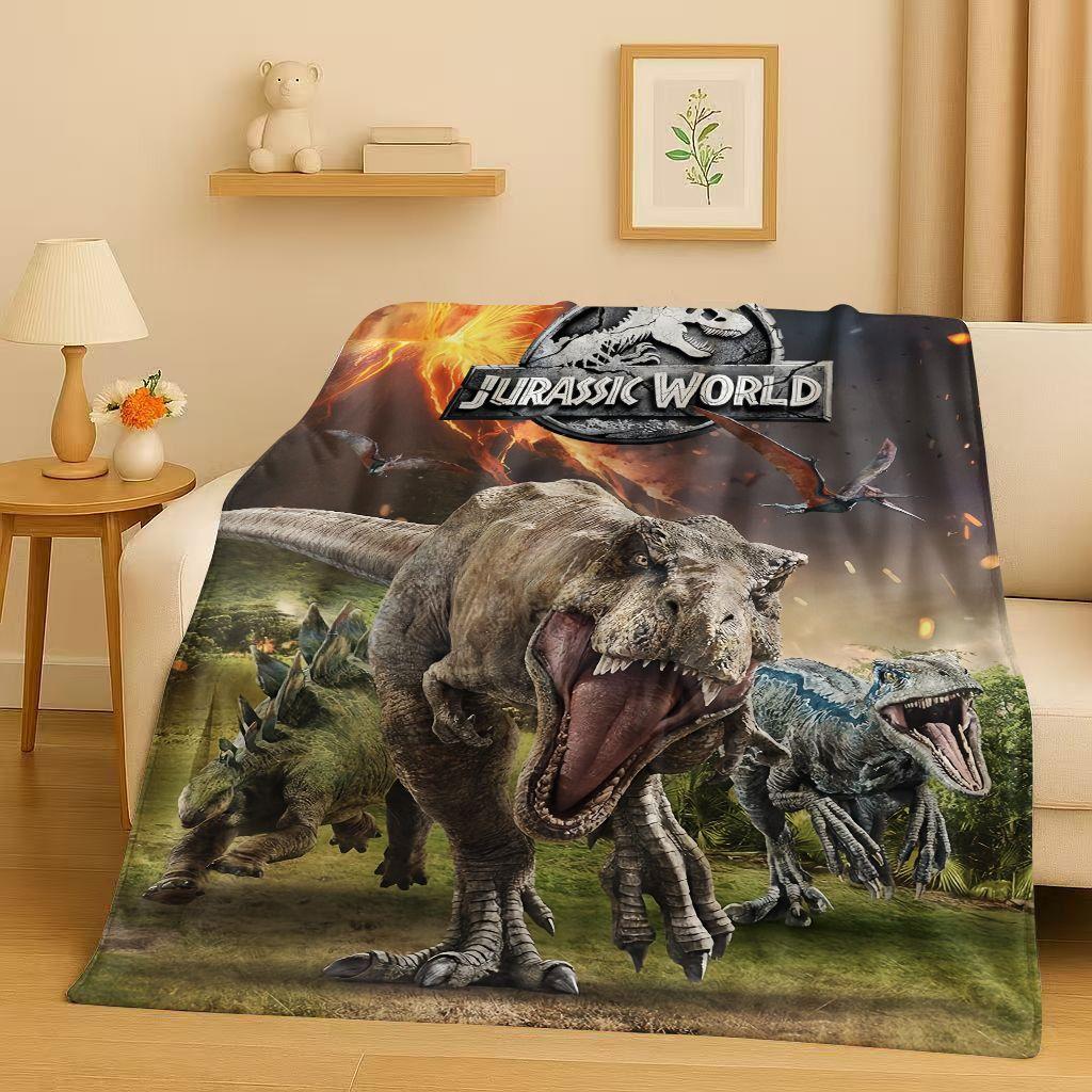 Coperta in Flanella Cartoon Dinosauro Jurassic Park 3D, Coperta Morbida Calda in Peluche per Casa Camera da Letto Letto Divano Copertura Ufficio Campeggio
