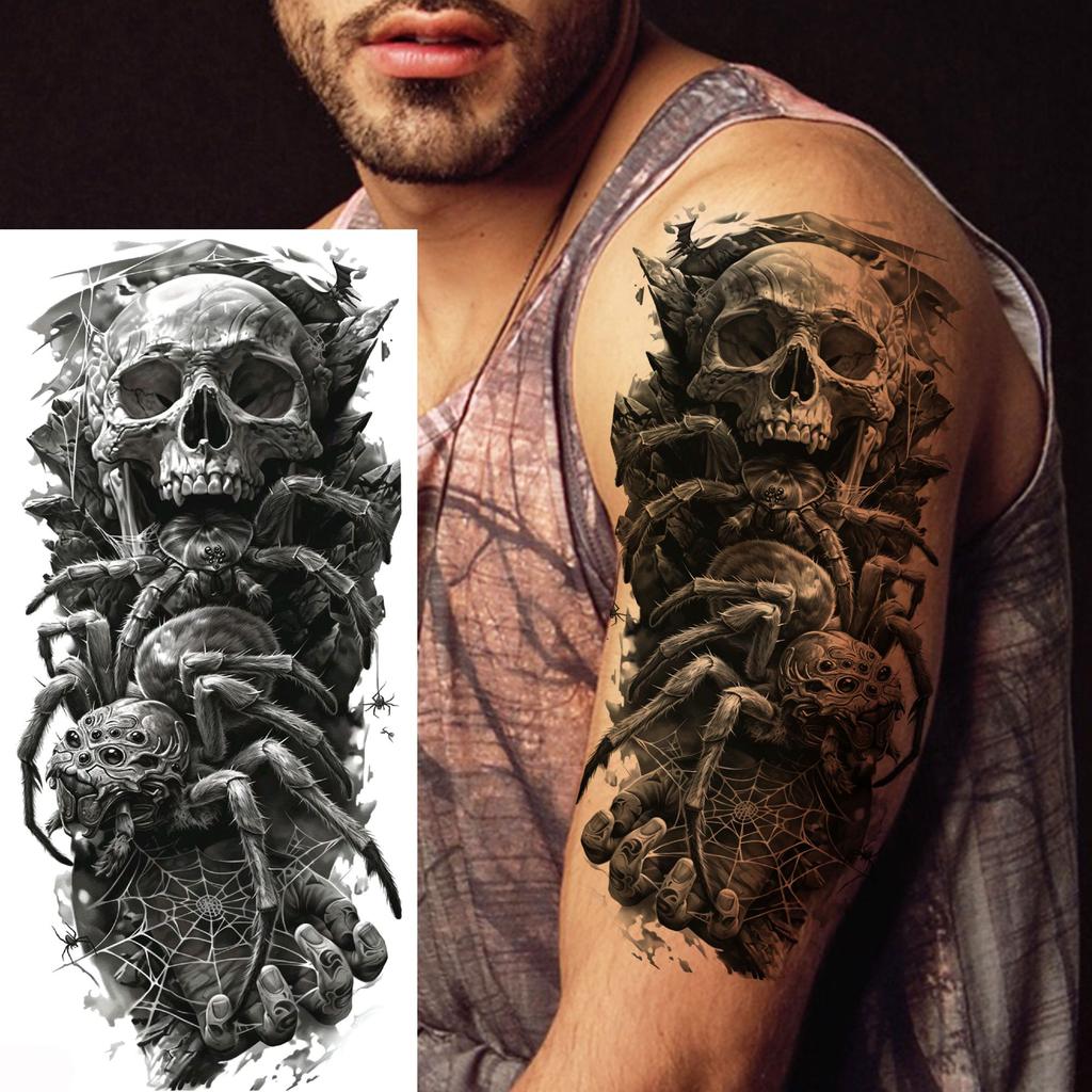 1 Sheet Evil Witch Zombie Vampire Temporary Tattoos For Men Women Adults Halloween Long Lasting Waterproof Fake Tattoo Sticker