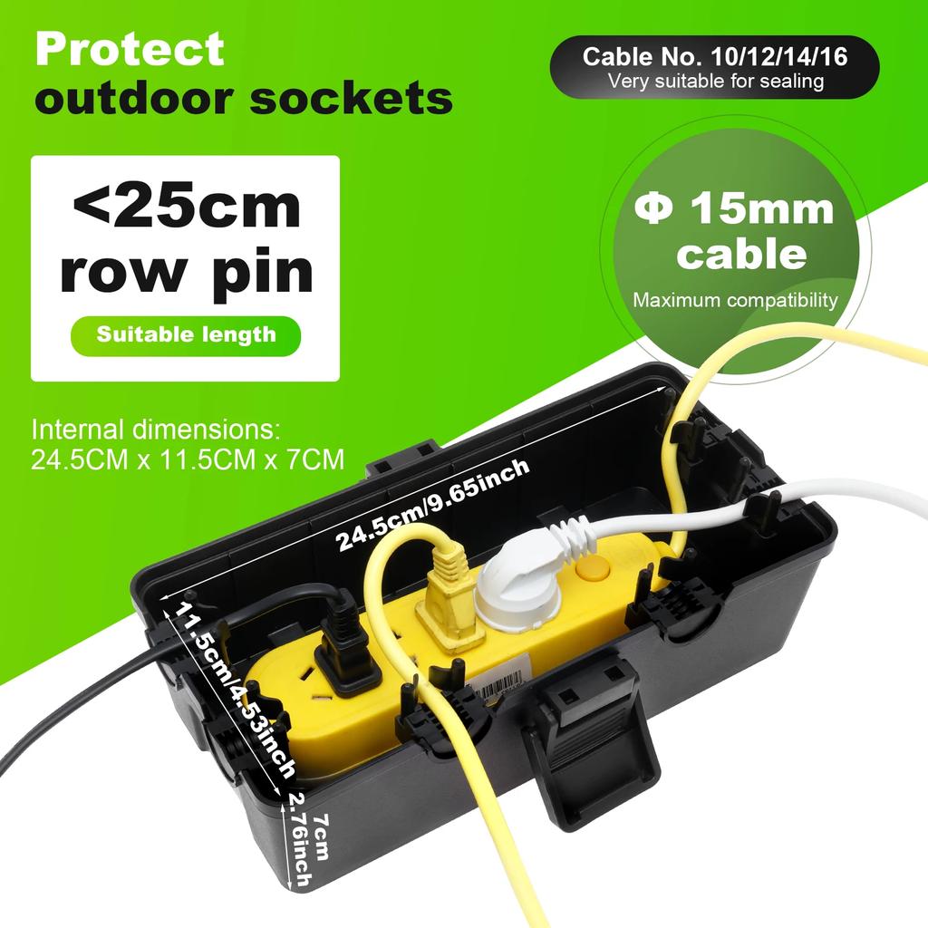 Odporna na warunki atmosferyczne puszka przyłączeniowa elektryczna 25,8x12,7x9,5cm Zewnętrzna skrzynka elektryczna, Wodoodporne osłony na kable przedłużające do wtyczek