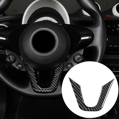 Car Carbon Fiber Style Steering Wheel Decoration Cover Trim Sticker Fit For Mercedes Benz Smart 453 Fortwo 2016-