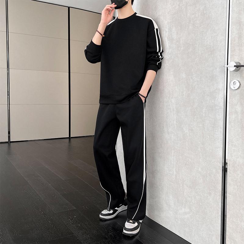 2024 Autumn Two-Piece Set: Round Neck Sweatshirt & Straight-Leg Sporty Sweatpants – Stylish and Premium Look