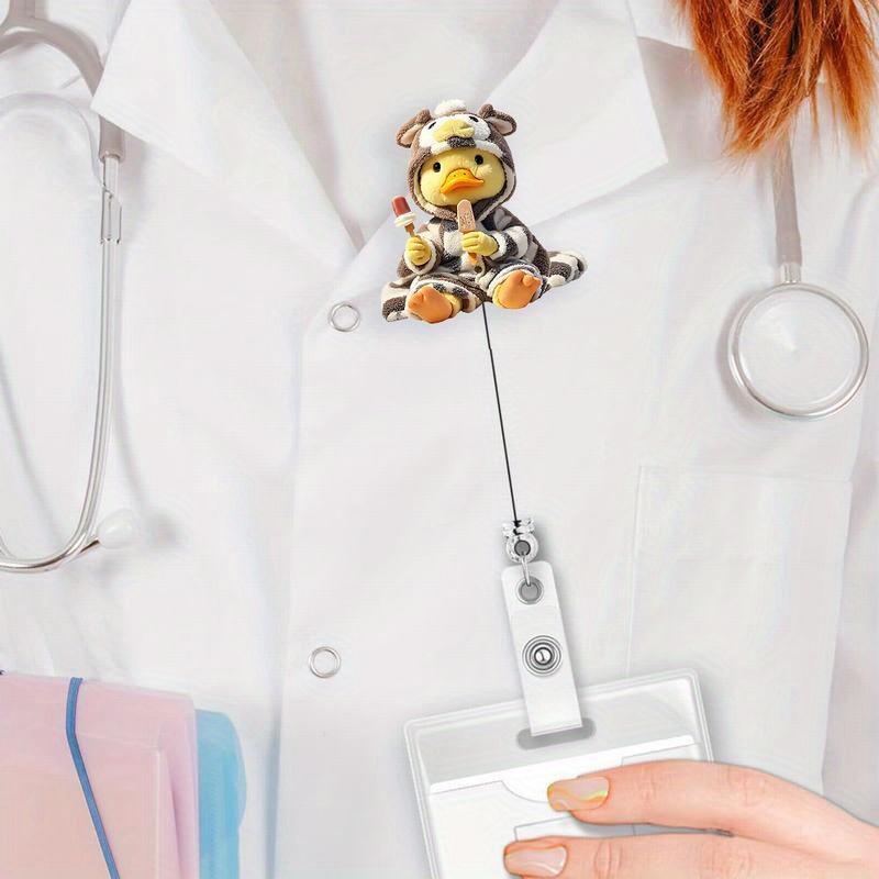 Cute Duck Cardiac Badge Holder - 2D Acrylic Scalable Clip for Nursing Students and Medical Staff.