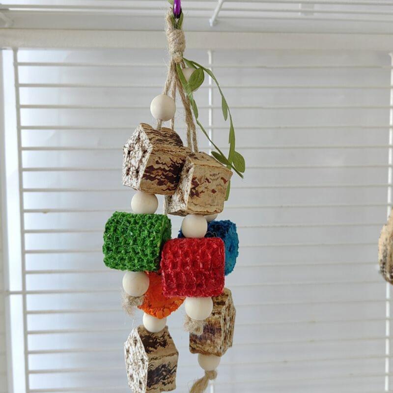 Hanging Bird Bite Chewing Toy Small Parrot Hanging Parrot Cage Toy Natural Grass Pet Bite Resistances Molar Supplies
